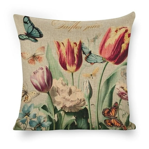 flowers butterflieslinen toss pillowcase decoration pillowcase gifting preferred 18x18 inch cushion cover sofa pillowcase sofa bedroom living room car