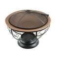 thumbnail image 4 of Blue Sky Outdoor Living 29” Round Steel Fire Pit; Porcelain Enamel Fire Bowl, Screen, Lift; Bronze, 4 of 7