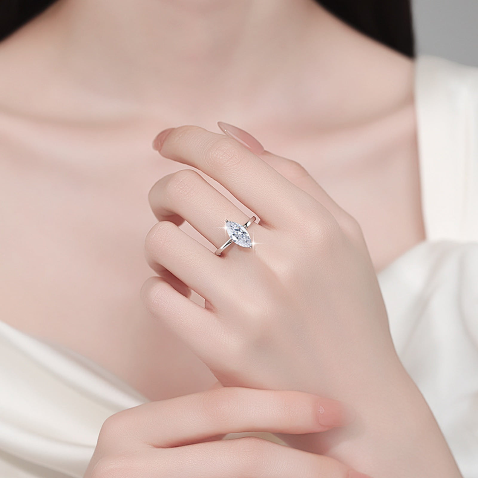 2 Carat Marquise Cut Moissanite Rings for Women D Color VVS1 Gold Engagement Ring 925 Sterling Silver Anniversary Wedding Promise Rings for Women Size 4-10
