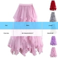 thumbnail image 3 of BRGZLK Women's Tulle Skirt Summer Casual Solid Color Asymmetrical Ruffle Mesh Breathable Tiered Trendy Elastic High Waist Fairy Skirt Costume Pink Free Size, 3 of 5