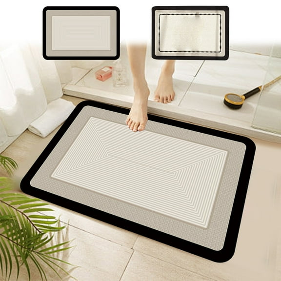Super Absorbent Non-Slip Bathroom Rug, Soft Washable Diatom Mud Mat with Rubber Backing, Quick Dry, White, 19x26 in – Front Door, Bathtub, Kitchen, Laundry Room