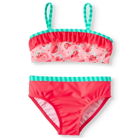 Wonder Nation Flounce Bikini Swimsuit (Toddler (Best Swimsuits For Petite)