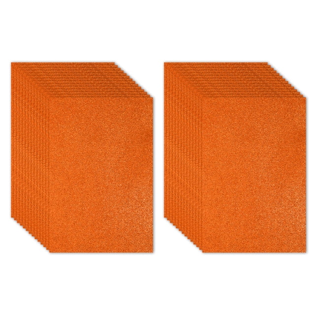 Uxcell Orange Shiny EVA Glitter Foam Sheet 11.8 x 7.9 Inch 2mm Thick with Back Adhesive Sparkle EVA Glitter Felt for Crafts DIY Project, 30 Pcs