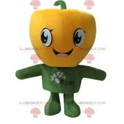Mascot big giant yellow pepper and smiling