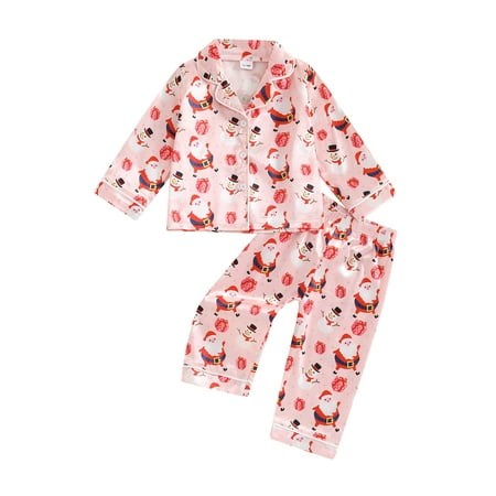 

Bagilaanoe 2Pcs Little Girl Christmas Pajamas Set for Toddler Santa Claus Print Long Sleeve Shirt and Pants 12M 18M 24M 3T 4T 5T Kids Fall Sleepwear Loungewear