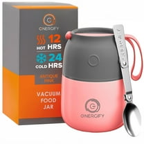 ENERGIFY Vacuum Insulated Thermos Food Container, Stainless Steel, 12oz Antique Pink