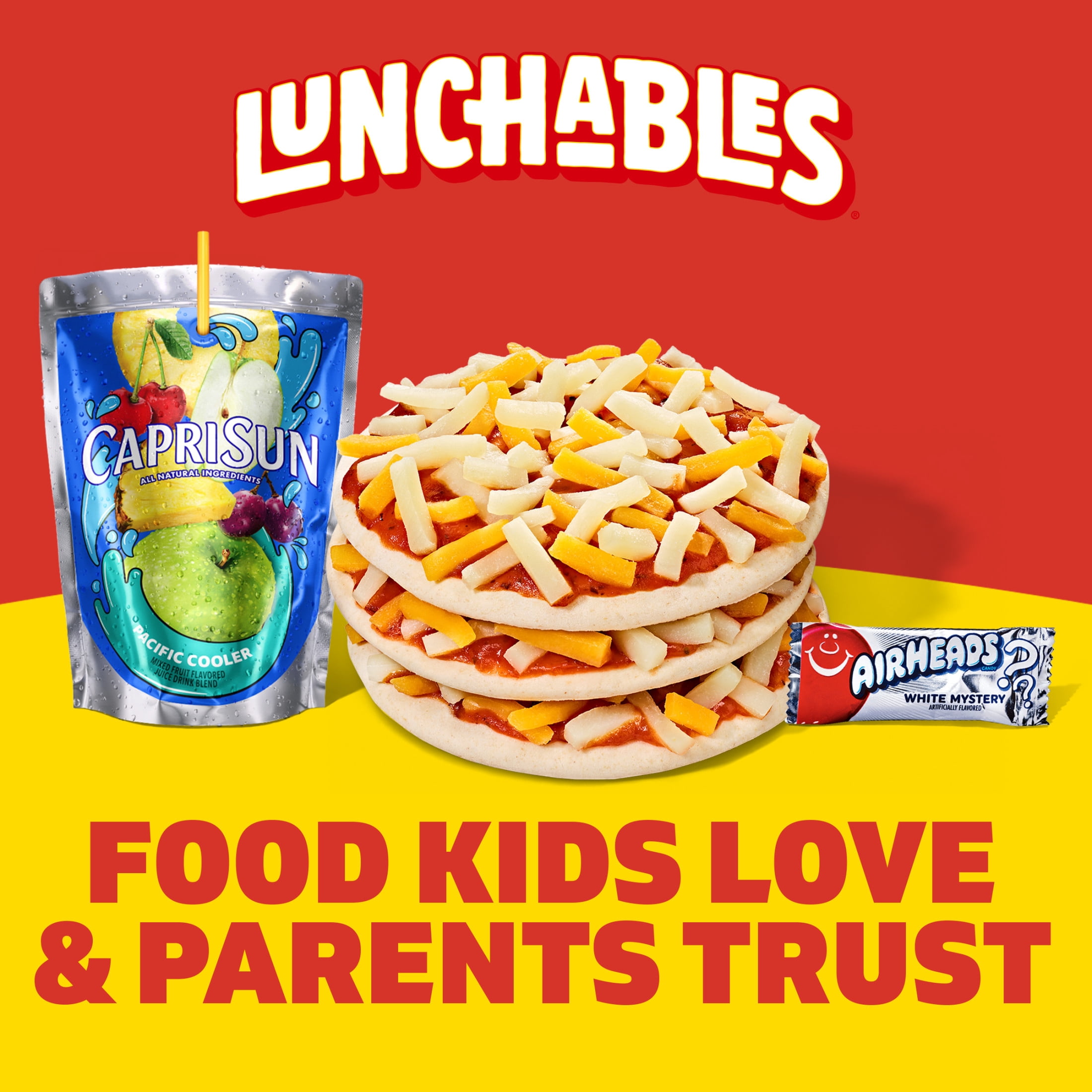Lunchables Extra Cheesy Pizza with Capri Sun Pacific Cooler & Airheads White Mystery Fun Pack, 4.6 oz & 6 fl oz Package