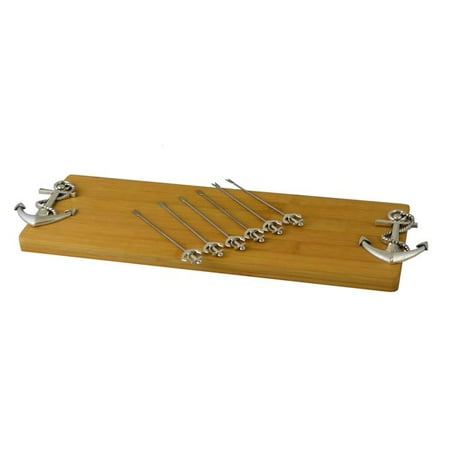 

Three Star SX3160 15.5 x 5.25 in. Silver Anchor Cheese Board With 6 Picks