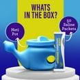 thumbnail image 2 of Equate Neti Pot Nasal Wash System with 50 Saline Packets for Sinus Congestion Relief, Blue, 2 of 10