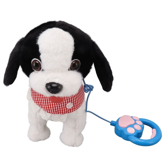 Peluche de control remoto que camina, ladra y salta para niños: cachorro bailarín interactivo negro