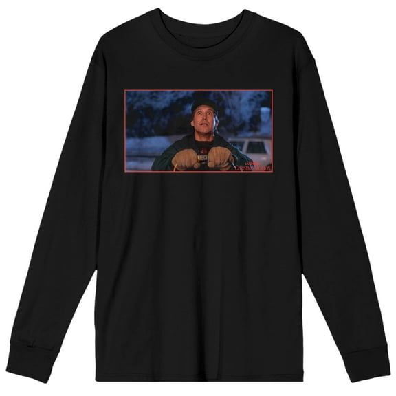 Christmas Vacation Clark Hanging Lights Men's Black Long Sleeve Shirt-M
