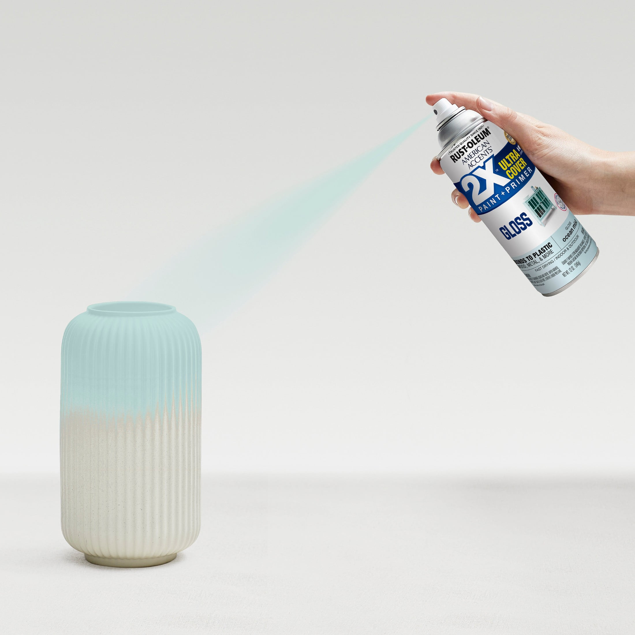 (6 pack) Ocean Mist, Rust-Oleum American Accents 2X Ultra Cover Gloss Spray Paint-327905, 12 oz