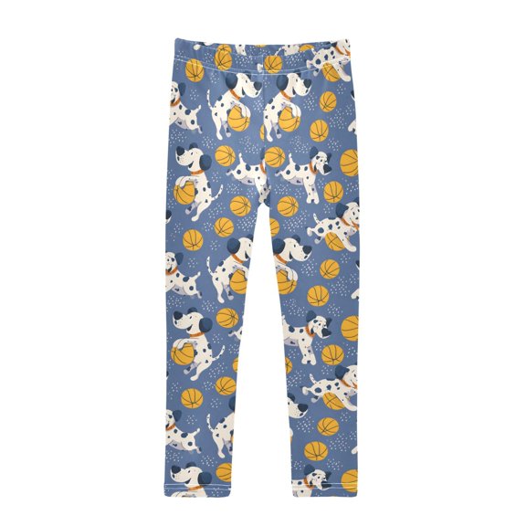 BZSMCE Full Length Dog Basketball Pattern Printed Stretch Leggings Moisture Wicking Active Casual Bottoms W