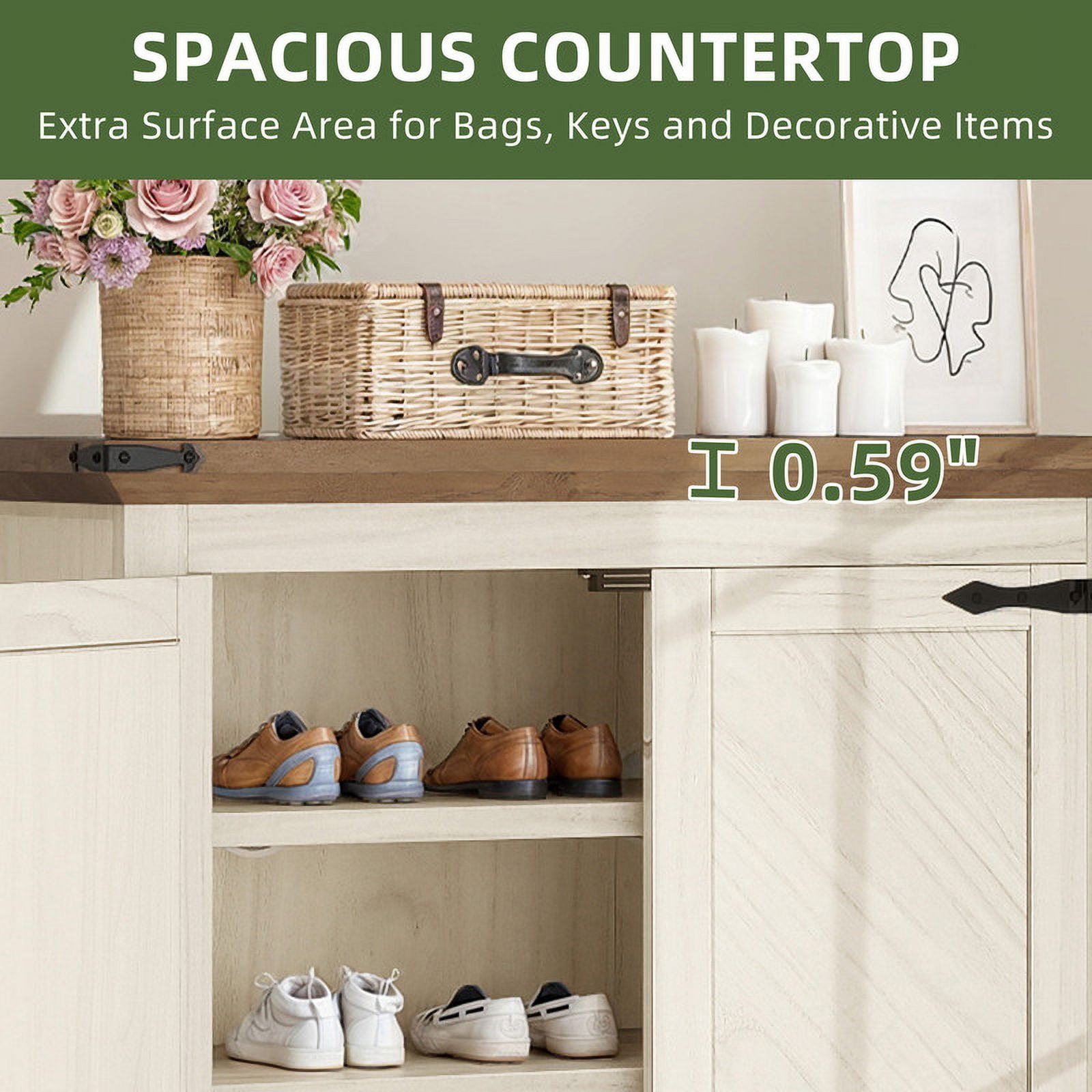 Uforic 6-Tier Shoe Cabinet with Doors, Farmhouse Shoe Storage Organizer Cabinet with Adjustable Shelves, Freestanding Shoe Storage Rack for Entryway/Hallway/Closet
