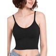 thumbnail image 6 of Gustave Women Cami Bras Seamless Padded Yoga Bralettes Wirefree Workout Sports Bra Comfort Camisole Spaghetti Strap Crop Tops "Black", 6 of 10
