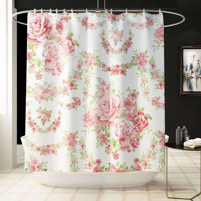 Alfombrilla para inodoro Jadeshay juego de alfombrillas de baño estampado de rosas impermeable en forma de U