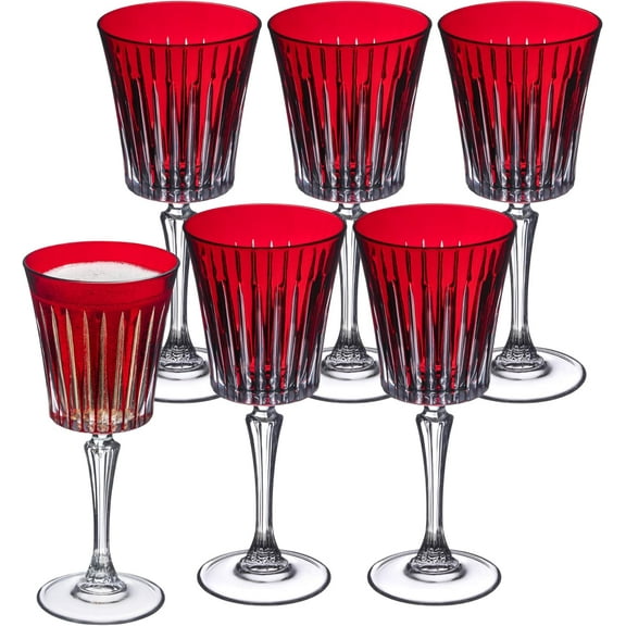 Barski European Colored Wine Glasses - Set of 6 Wine Goblets for Red Wine or White Wine - Elegant Colored Glassware Water Goblets - Gift Ready Colored Stemware, Colorful Wine Glasses, 10 oz, Ruby