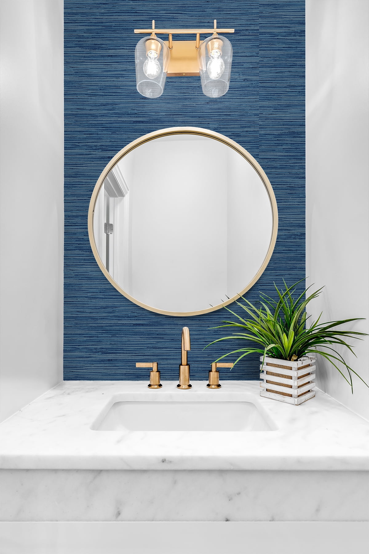 Stacy Garcia Home Marine Blue Grasscloth Peel and Stick Wallpaper