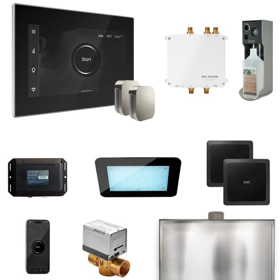 Mr Steam Bliss Max Steam Shower Ctrl Pkg w/iSteamX Control and Steamhead in Black Polished Nickel
