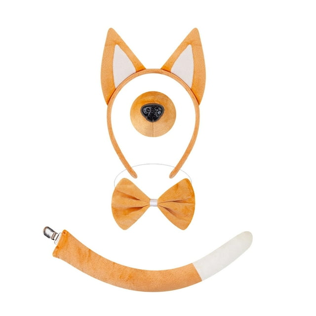lionlar Oreilles de Chiot et Longue Queue, Coiffe de Costume pour Bal, Spectacle, Anniversaire, Brun