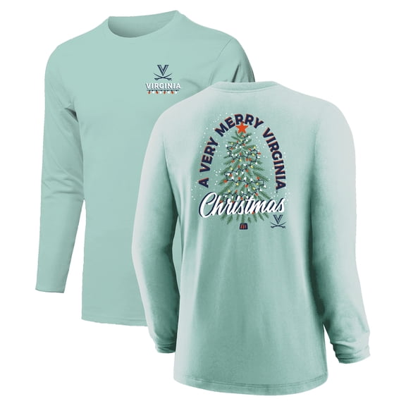 Youth Light Green Virginia Cavaliers Merry Christmas Tree Long Sleeve T-Shirt