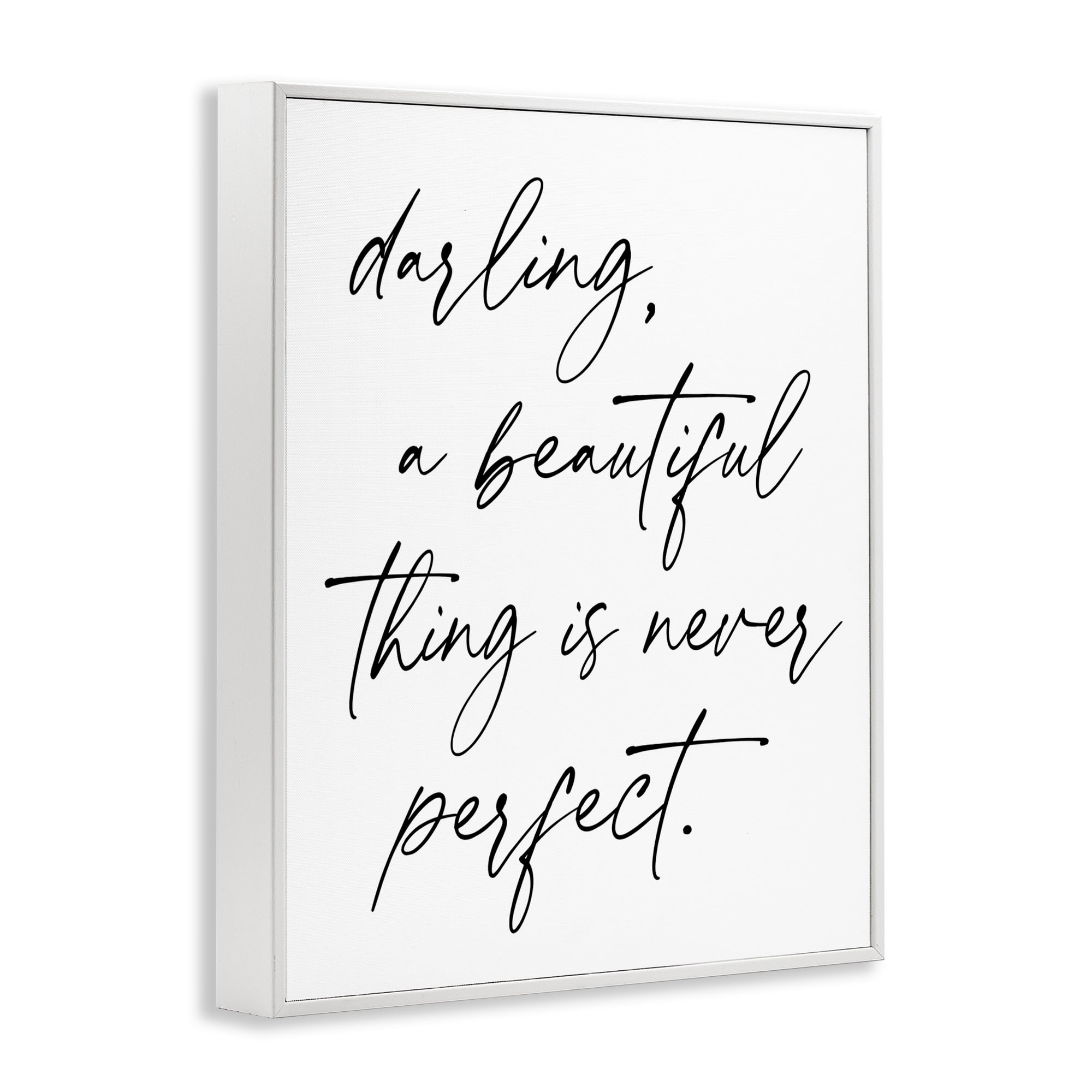 A Beautiful Thing Is Never Perfect White Framed Giclee Art, design by Lettered and Lined
