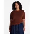 thumbnail image 2 of Time and Tru Women's Crewneck Sweater with Short Sleeves, Lightweight, Sizes XS-XXXL, 2 of 6