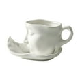 thumbnail image 4 of Baoblaze Coffee Cup with Saucer 100ml Art Decor Water Glass with Handgrip Teaware Tea Cup white, 4 of 8