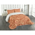 thumbnail image 3 of Ambesonne Retro Quilted Bedspread Set 3 Pcs, Circular Spiral Motifs, King Size, Rust and Pale Yellow, 3 of 5