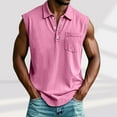 thumbnail image 2 of Sleeveless Shirts for Mens Summer Lapel Collared Shirt Tank Tops Front Button Adjustable Tee Shirts Athletic Stretch Loose Fitted Camisole Vest Pullover Sweater Blouses Gym Traning Track Joggers Tees, 2 of 6