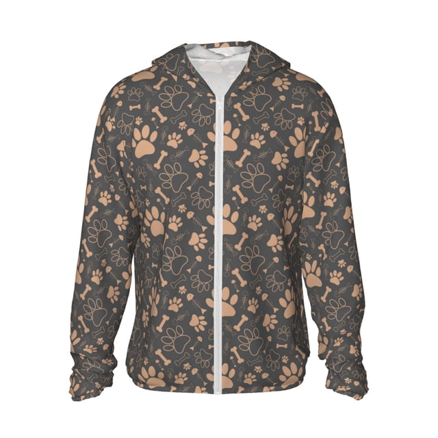 Balery Animal Paw Sudadera ligera de manga larga con capucha y protección solar UPF 50+ para hombre y mujer, ideal para pesca y running-Medium