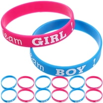 GOOHOCHY Gender Reveal Silicone Bracelets for Decor Team Boy Girl Wristbands for Baby Shower Party Supplies