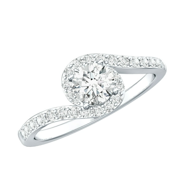 Rosec Jewels - Lab Created Diamond Bypass Engagement Ring for Women - EF-VS Quality Certified, 925 Sterling Silver, US 4.00