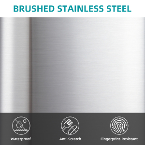 Rugerasy 30L Tall Kitchen Garbage Can,Hands-Free Stainless Steel Trash Can,Soft-Close Step Pedal,Rectangular Smudge Resistant Kitchen Trash Can with Removable Inner Bucket