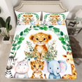 thumbnail image 3 of Feelyou Cute Leopard Cheetah Twin Sheet Sets for Child, Kawaii Hippo Elephant Twin Fitted Sheet, Jungle Animal Party Flat Sheet, Luxury Bedroom Decor, 3 Pieces, 3 of 8
