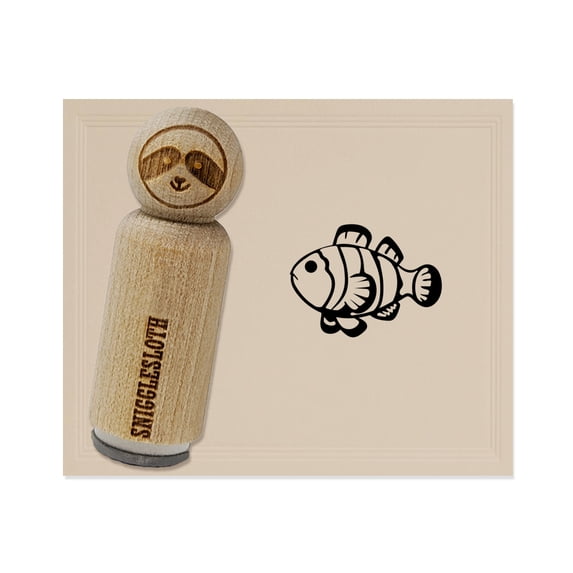 Striped Clownfish Rubber Stamp for Scrapbooking Crafting Stamping - Mini 1/2 Inch