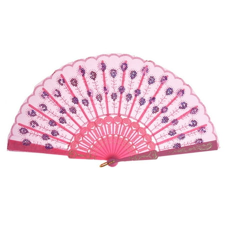 

Baocc ceiling fans Chinese Style Dance Wedding Party Lace Silk Folding Hand Held Flower Fan