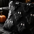 thumbnail image 5 of Halloween Ghost Pillow Cover, Black Faux Rabbit Fur, 1 Piece Decorative Throw Pillow Cover for Halloween Party Indoor Outdoor Sofa Couch Bedroom Living Room Holiday Decoration, 5 of 8