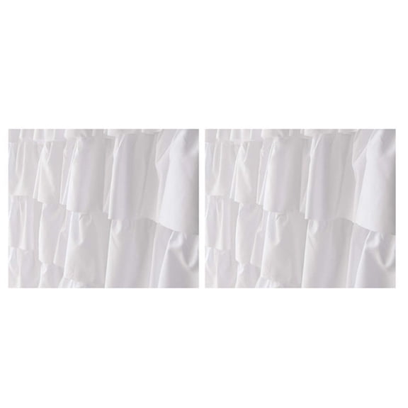 2X Ruffle Shower Curtain Home Decor Soft Polyester, Decorative Bathroom Accessories Great for Showers and Bathtubs