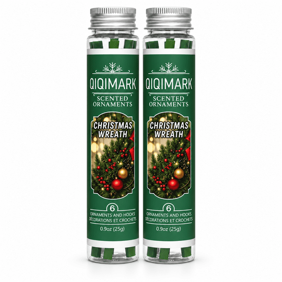 Cedarwood Hanging Fragrance Christmas Ornaments, 2pcs with Hooks for Christmas Tree