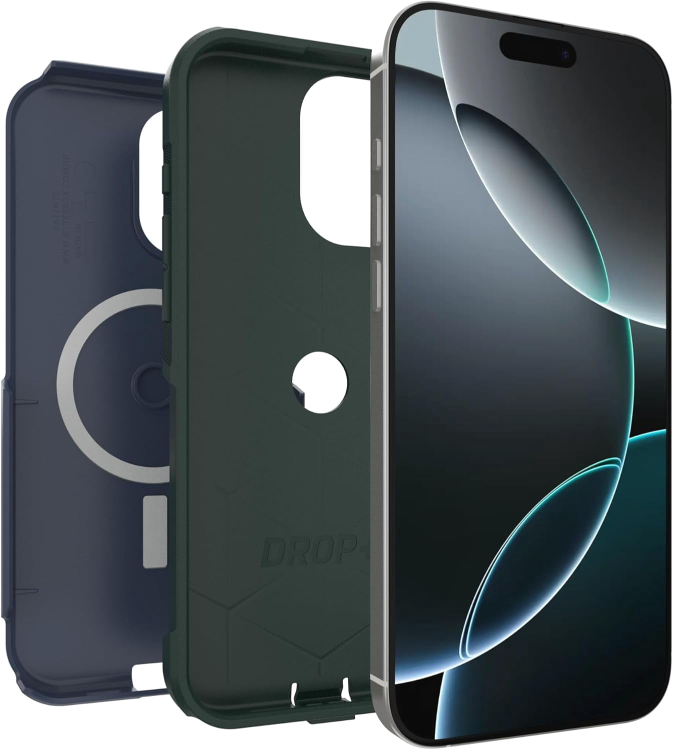OtterBox iPhone 16 Pro Max (Only) - Commuter Series MagSafe Case - Indigo Marsh (Blue & Green) - Built-in Magnets - Slim & Tough - Pocket-Friendly - with Port Protection