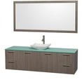 thumbnail image 2 of Wyndham Collection Amare 72 inch Single Bathroom Vanity in Glossy White, Green Glass Countertop, Arista White Carrera Marble Sink, and 70 inch Mirror, 2 of 6