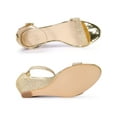 thumbnail image 5 of BLISSFUL STEP Women's Glitter Open Toe Ankle Strap Wedge Heel Sandals Gold 6, 5 of 8