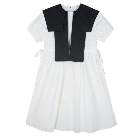 Girls College Style Dress 2022 Summer Kids New Two Color Patchwork Dress Fashionable Children Clothing  #6875