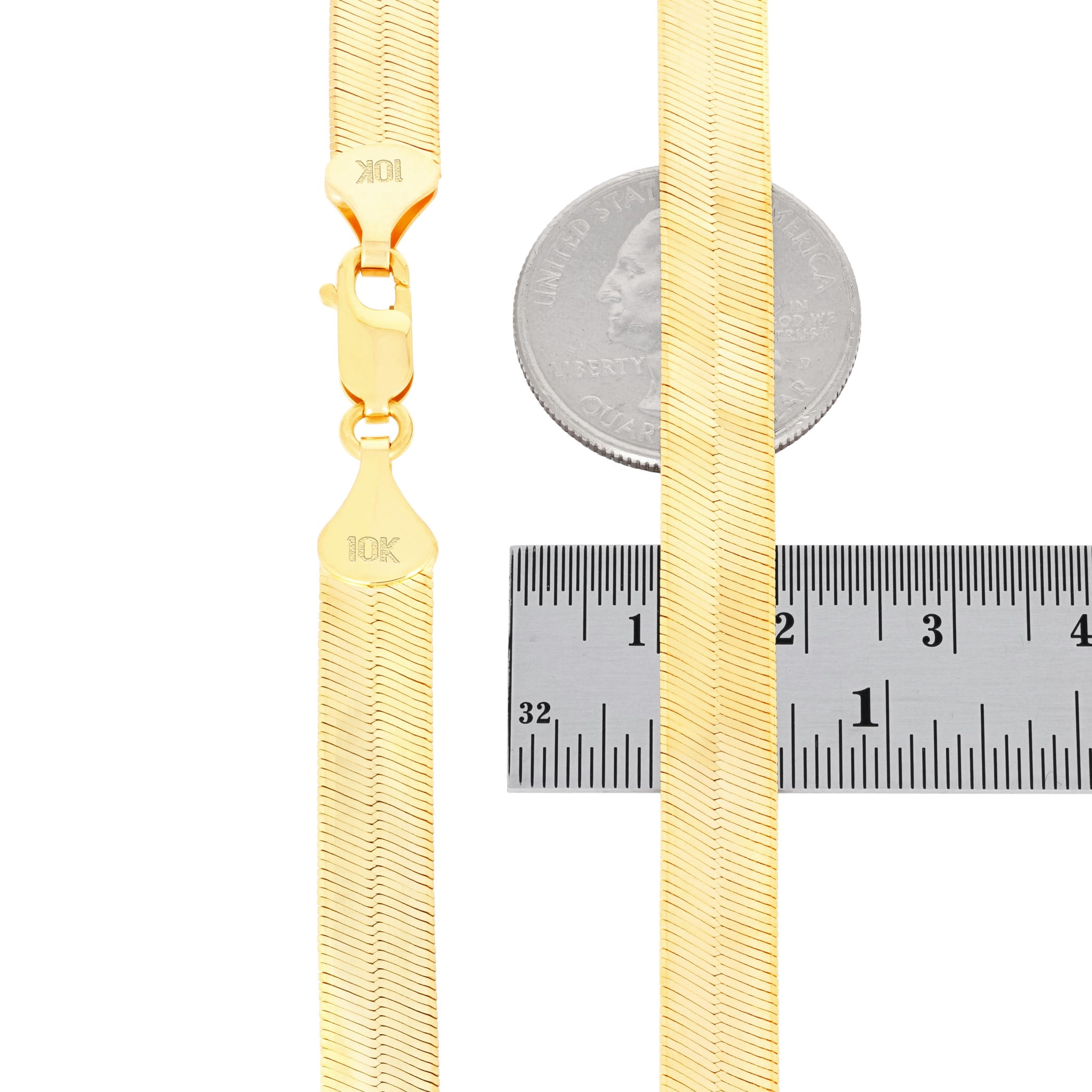 Nuragold 10k Real Yellow Gold Solid Herringbone Flexible 8mm Chain Necklace (16"-24") Italian Jewelry for Men & Women