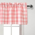thumbnail image 2 of XWZO Short Kitchen Curtains 3 Pieces Set, Semi Sheer Light Filtering Checkered Tier and Valance Window Curtains Set, Pink, 52W x 18L (1 Panel) + 26W x 24L (2 Panels), 2 of 7