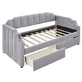 thumbnail image 4 of Kidkapers Grey Velvet Daybed with Drawers, Solid Wood Frame, Easy Assembly - Perfect for Various Ages, 4 of 5