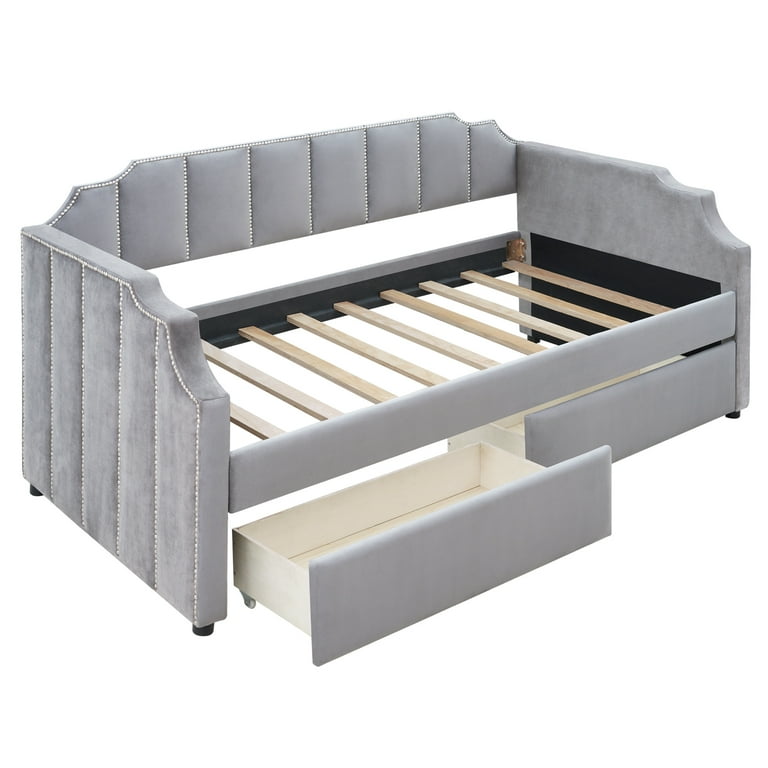 Churanty Twin to King Wooden Daybed with Twin Size Trundle Bed and Two  Storage Drawers, Extendable Bed Frame, Sofa Bed for Bedroom Living Room