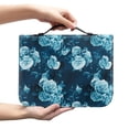 thumbnail image 2 of Xoenoiee Blue Rose Floral Print Bible Case Bible Cover Faux Leather Carrying Book Holder Church Bags with Zipper Study Essentials Organizer Tote Gifts for Women Men, M, 2 of 7