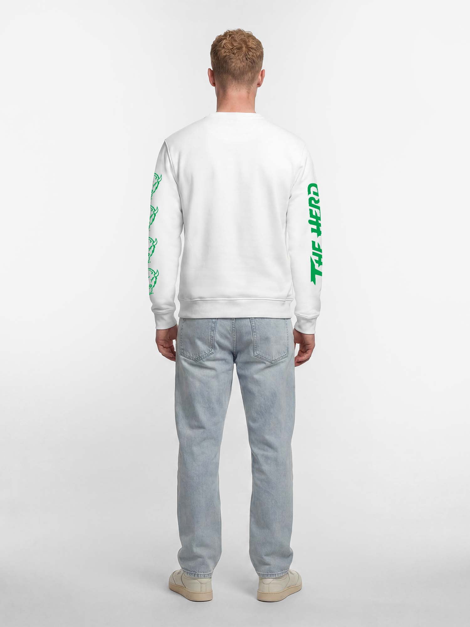 Marshall Thundering Herd Reebok Mens White Crew Sweatshirt